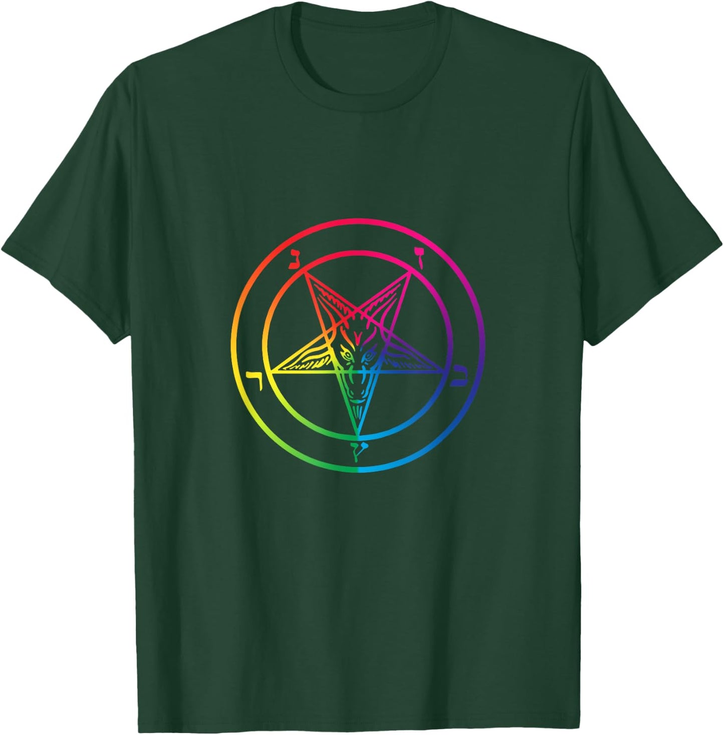 Rainbow Pentagram From The Satanic Flag Graphic T-Shirt - T-Shirt | Forest