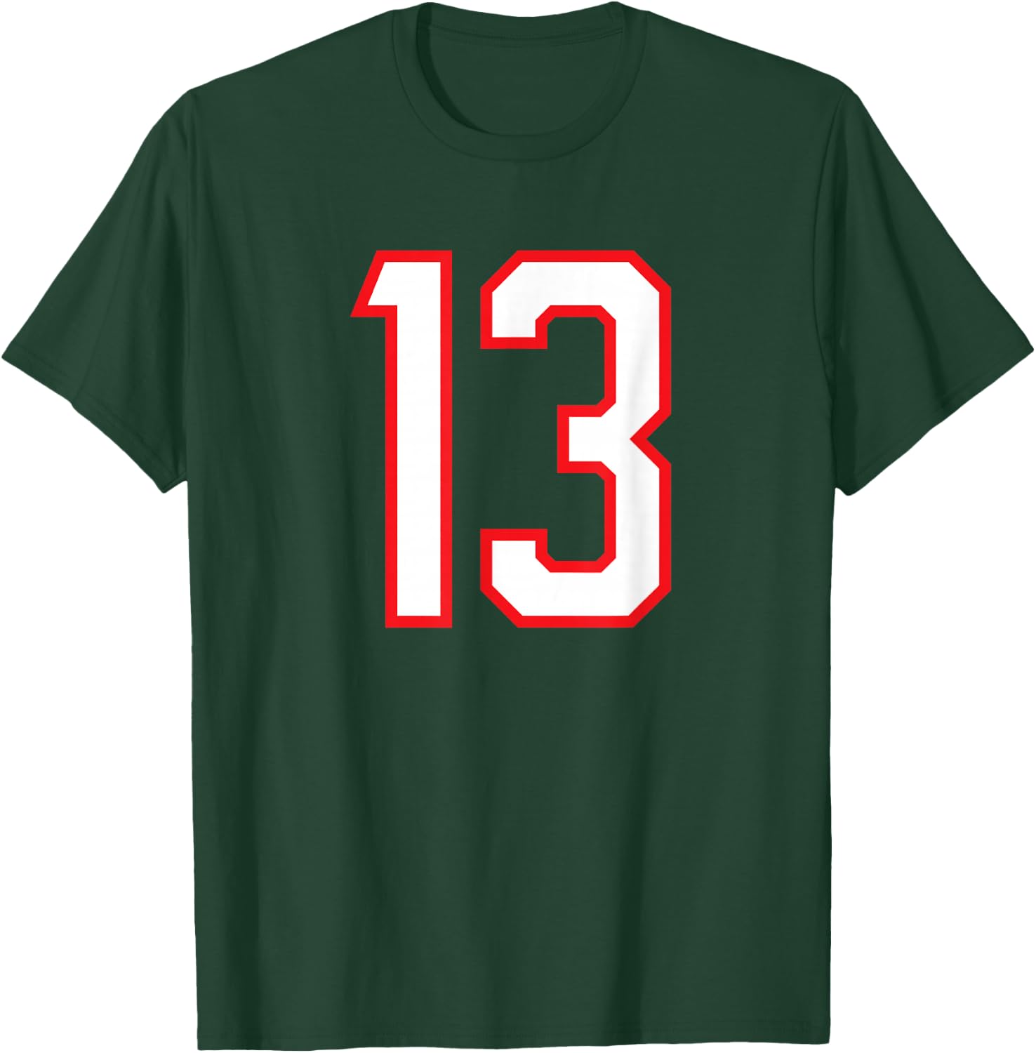 Number #13 White Red Plain Number T-Shirt - T-Shirt | Forest
