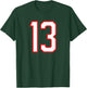 Number #13 White Red Plain Number T-Shirt - T-Shirt | Forest