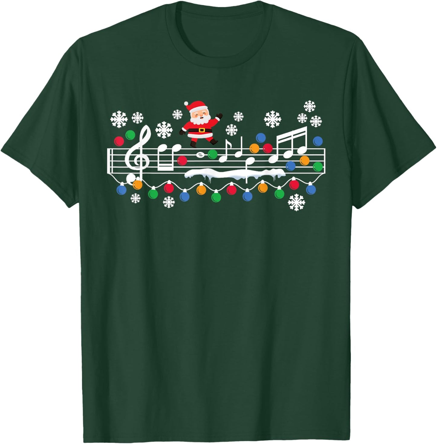 Music Teacher Christmas Santa Music Teaching Xmas Party T-Shirt - T-Shirt | Forest