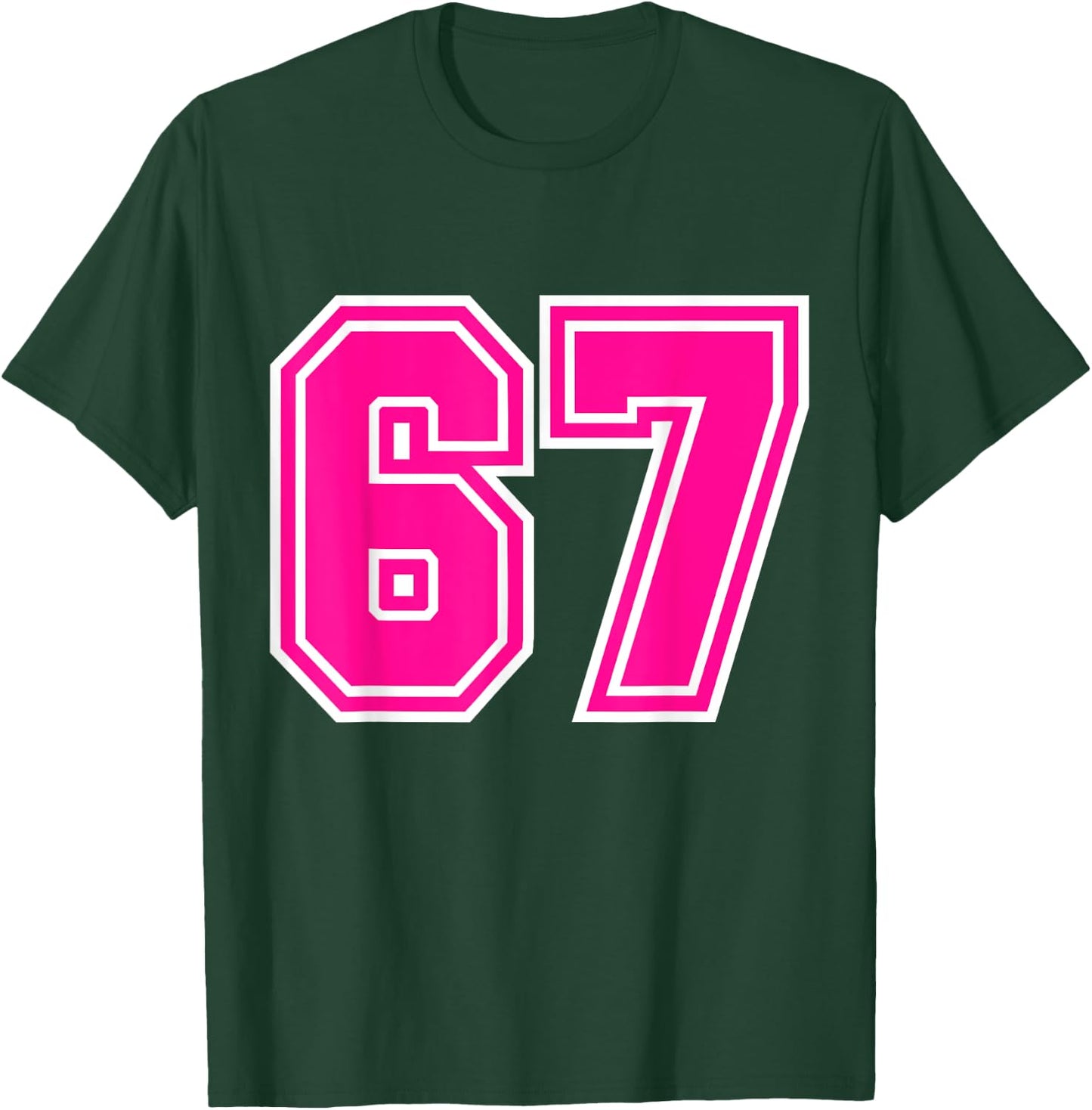 Number #67 Varsity Pink Favorite Number T-Shirt - T-Shirt | Forest