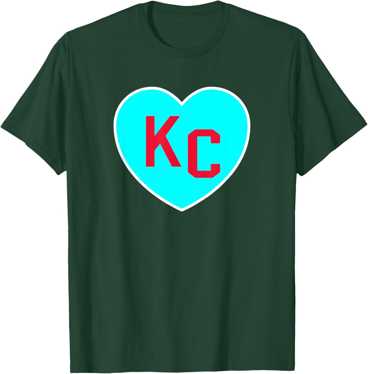 Cool KC Teal Heart Kansas City Teal Blue/Red KC Kansas City T-Shirt - T-Shirt | Forest