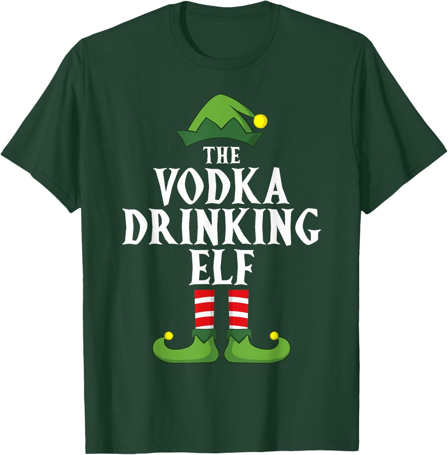 Vodka Drinking Elf Christmas Pajama Family Group Matching T-Shirt - T-Shirt | Forest