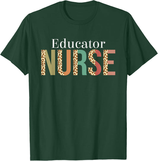 Leopard Educator Nurse Gifts Nursing Apparel T-Shirt - T-Shirt | Forest