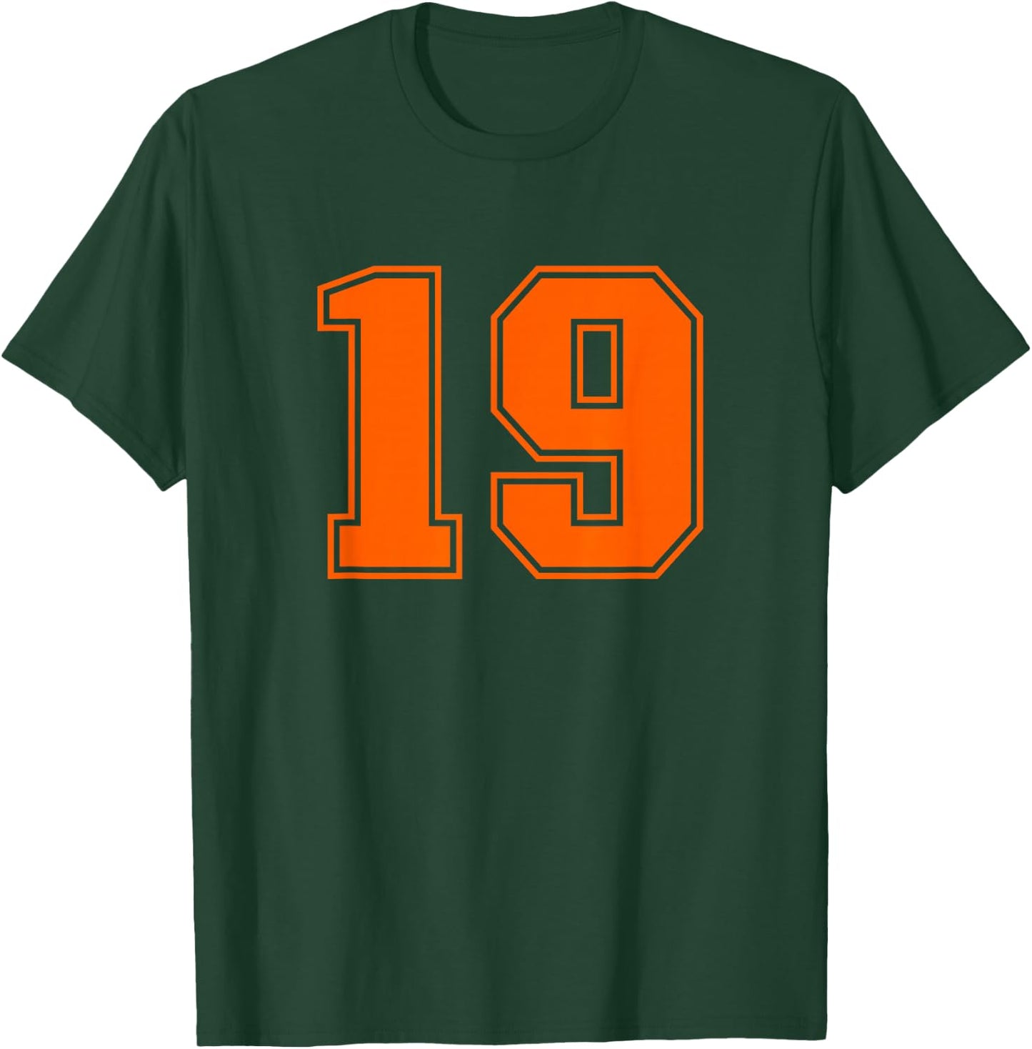 Number #19 Orange Sports Jersey Lucky Number T-Shirt - T-Shirt | Forest