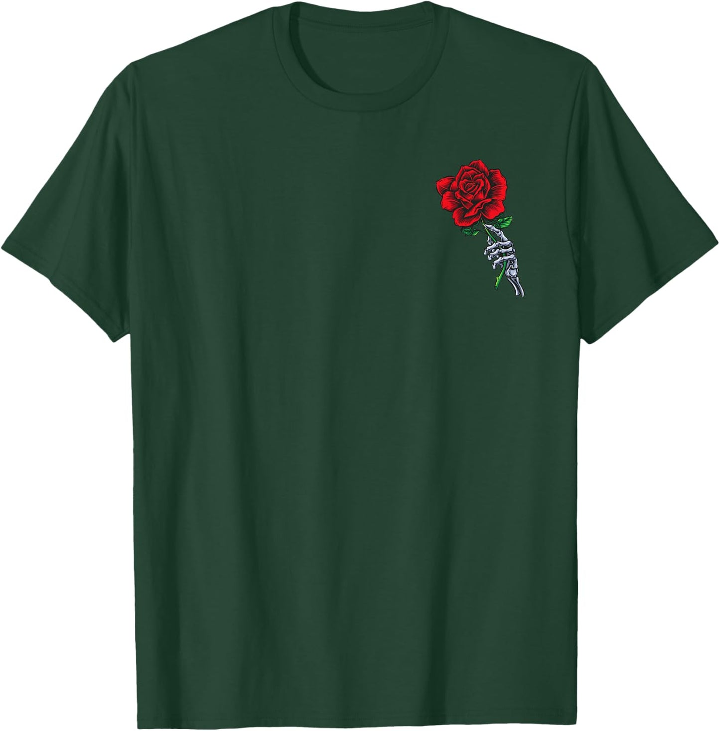 Skeleton Hand Holding Rose | Aesthetic Red Flower T-Shirt - T-Shirt | Forest