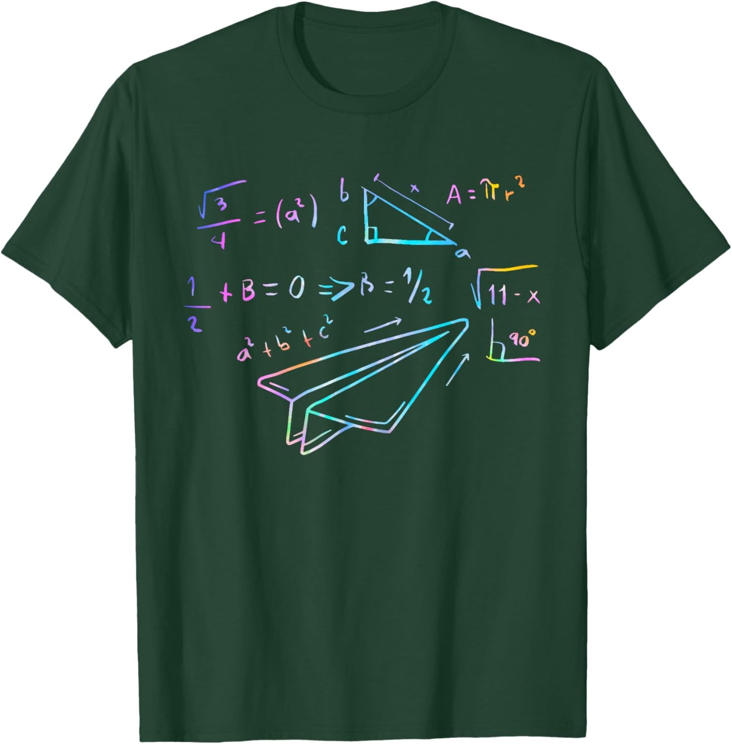 Paper Airplane Pilot Math Teacher Engineer Paper Plane T-Shirt - T-Shirt | Forest