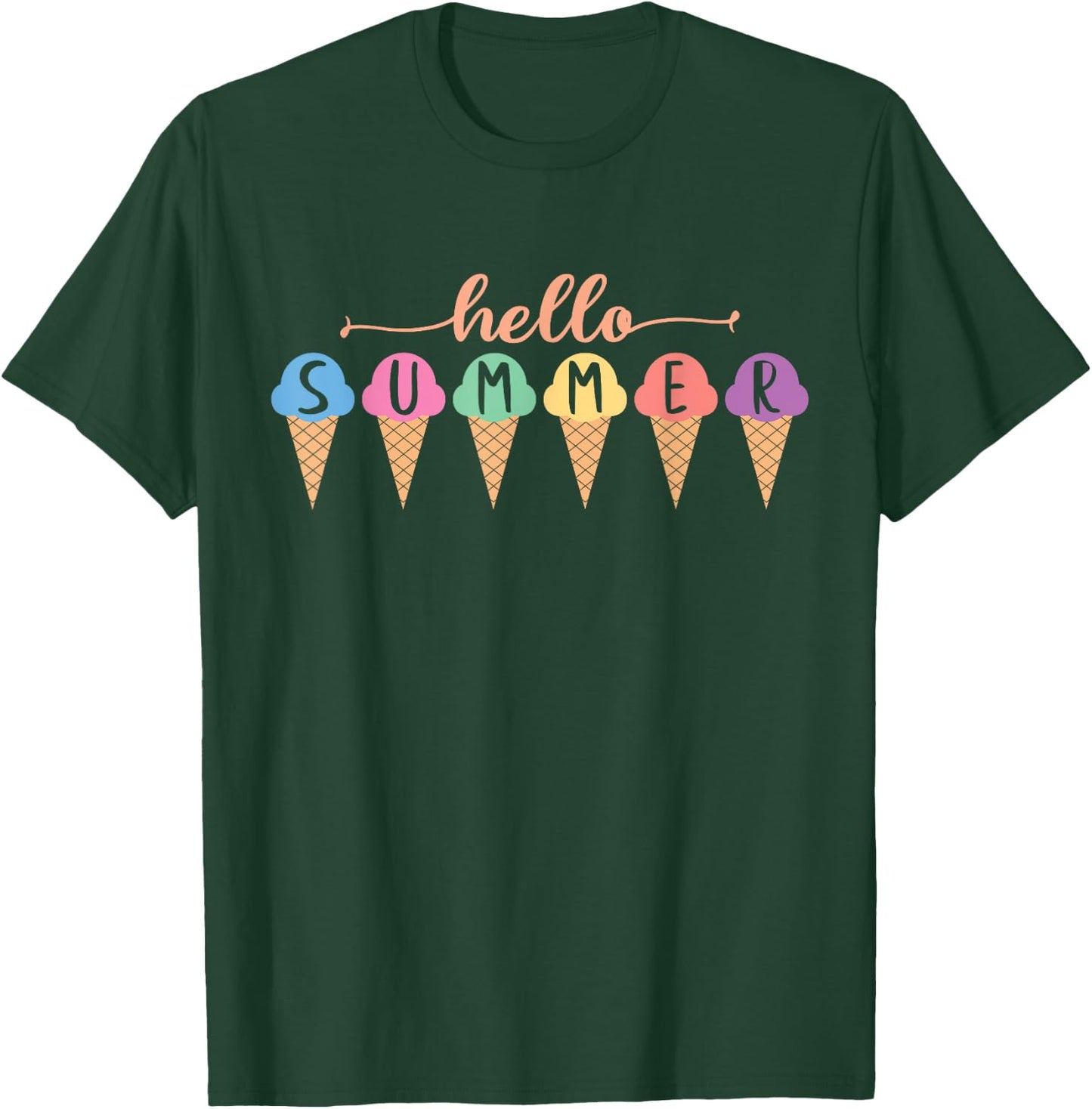 Hello Summer Shirt Summer Ice Cream Hello Summer Women Kids T-Shirt - T-Shirt | Forest