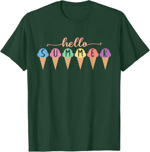 Hello Summer Shirt Summer Ice Cream Hello Summer Women Kids T-Shirt - T-Shirt | Forest