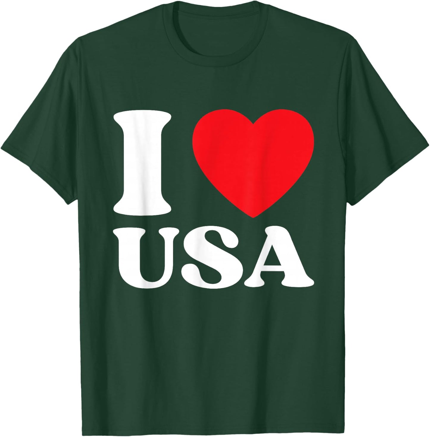 I Heart USA I Love USA Red Heart USA Lovers Patriotic T-Shirt - T-Shirt | Forest