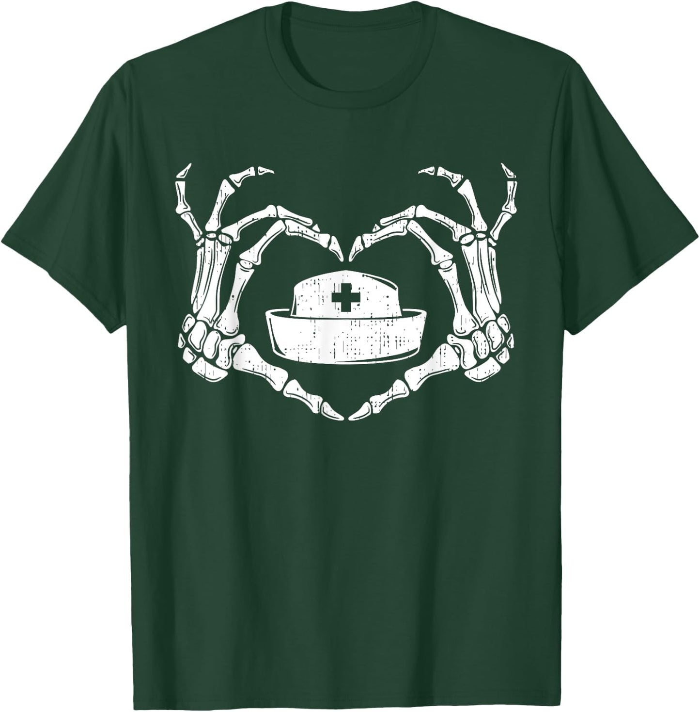 Skeleton Hand Heart Lazy Halloween Costume Funny Nurse RN T-Shirt - T-Shirt | Forest
