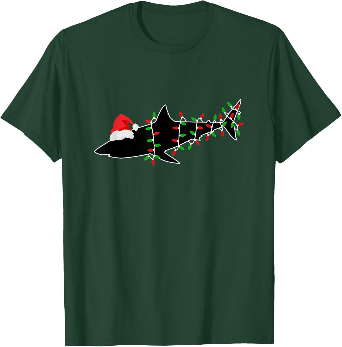 Shark Santa Christmas Tree Lights Xmas Sharks T-Shirt - T-Shirt | Forest