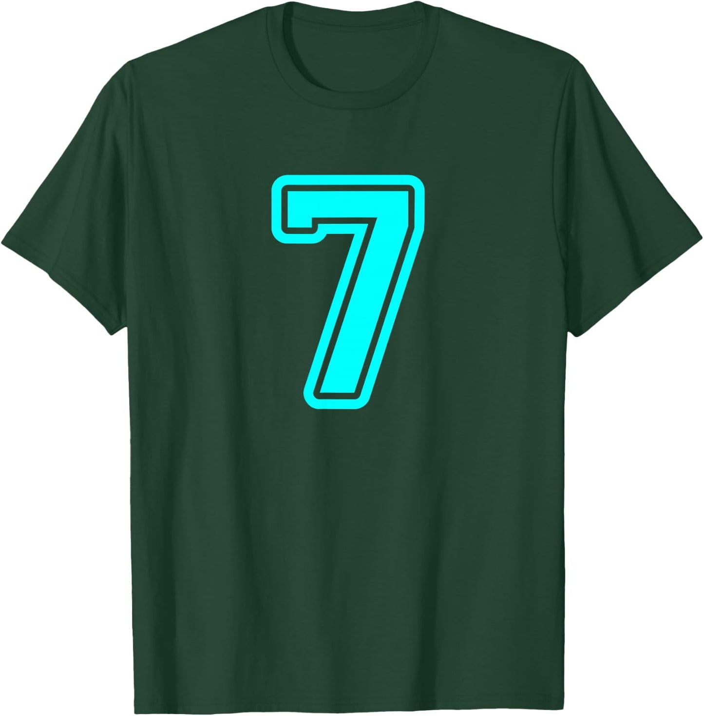 Number #7 Sport Cyan Varsity Number 7 T-Shirt - T-Shirt | Forest