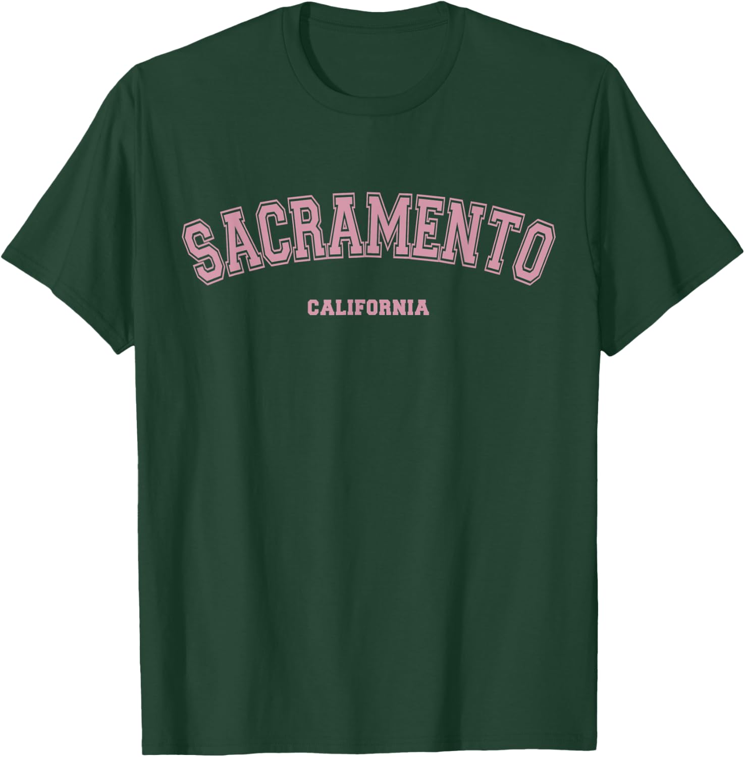 Pink Sacramento California CA Varsity Style on Sacramento T-Shirt - T-Shirt | Forest