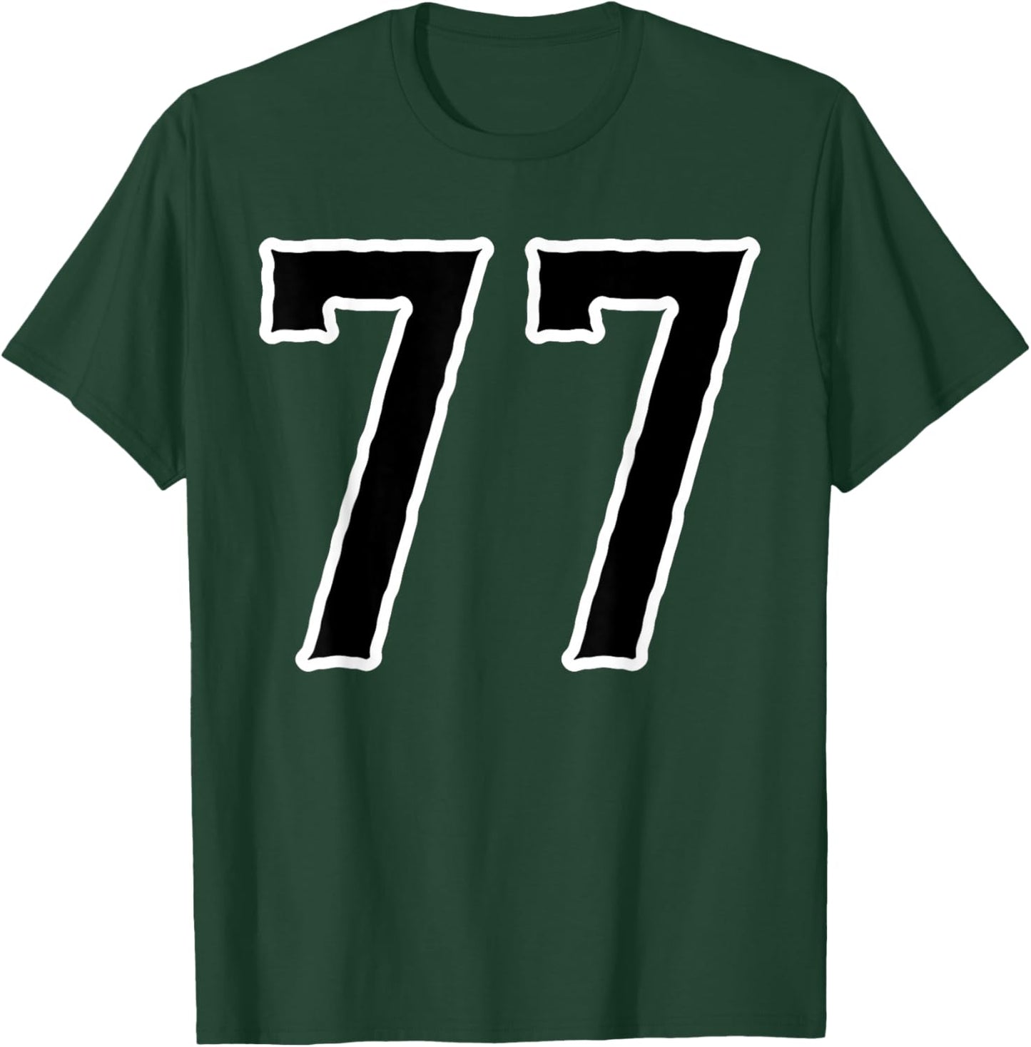Number #77 White Black Sports Team T-Shirt - T-Shirt | Forest