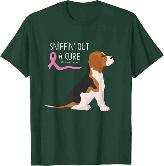 Beagle Dog Lover Breast Cancer Awareness Men Women T-Shirt - T-Shirt | Forest