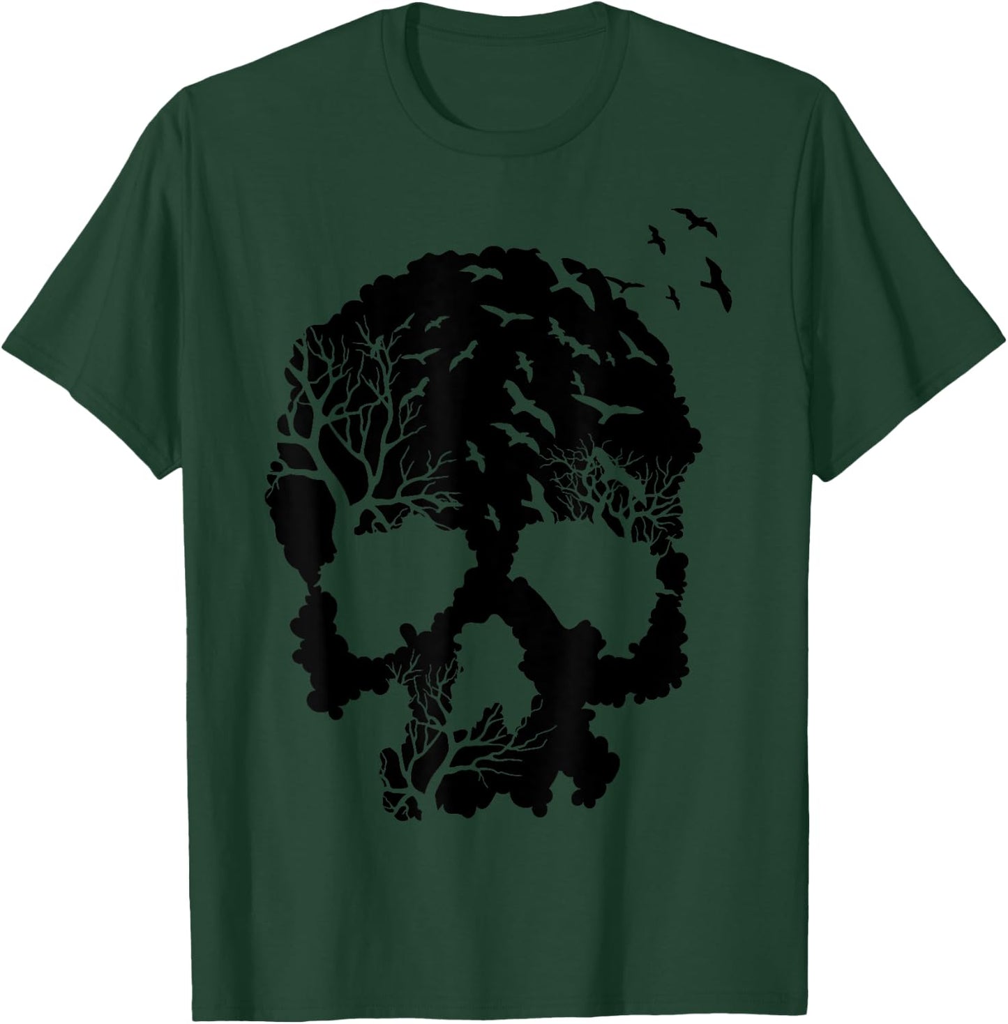 Skeleton with Trees and Birds T-Shirt - T-Shirt | Forest