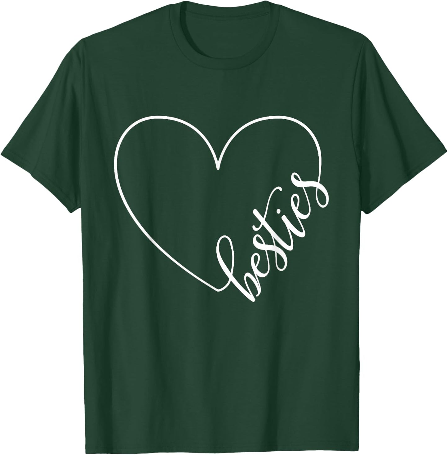 Besties BFF Best Friends Heart Friendship Cute Matching T-Shirt - T-Shirt | Forest