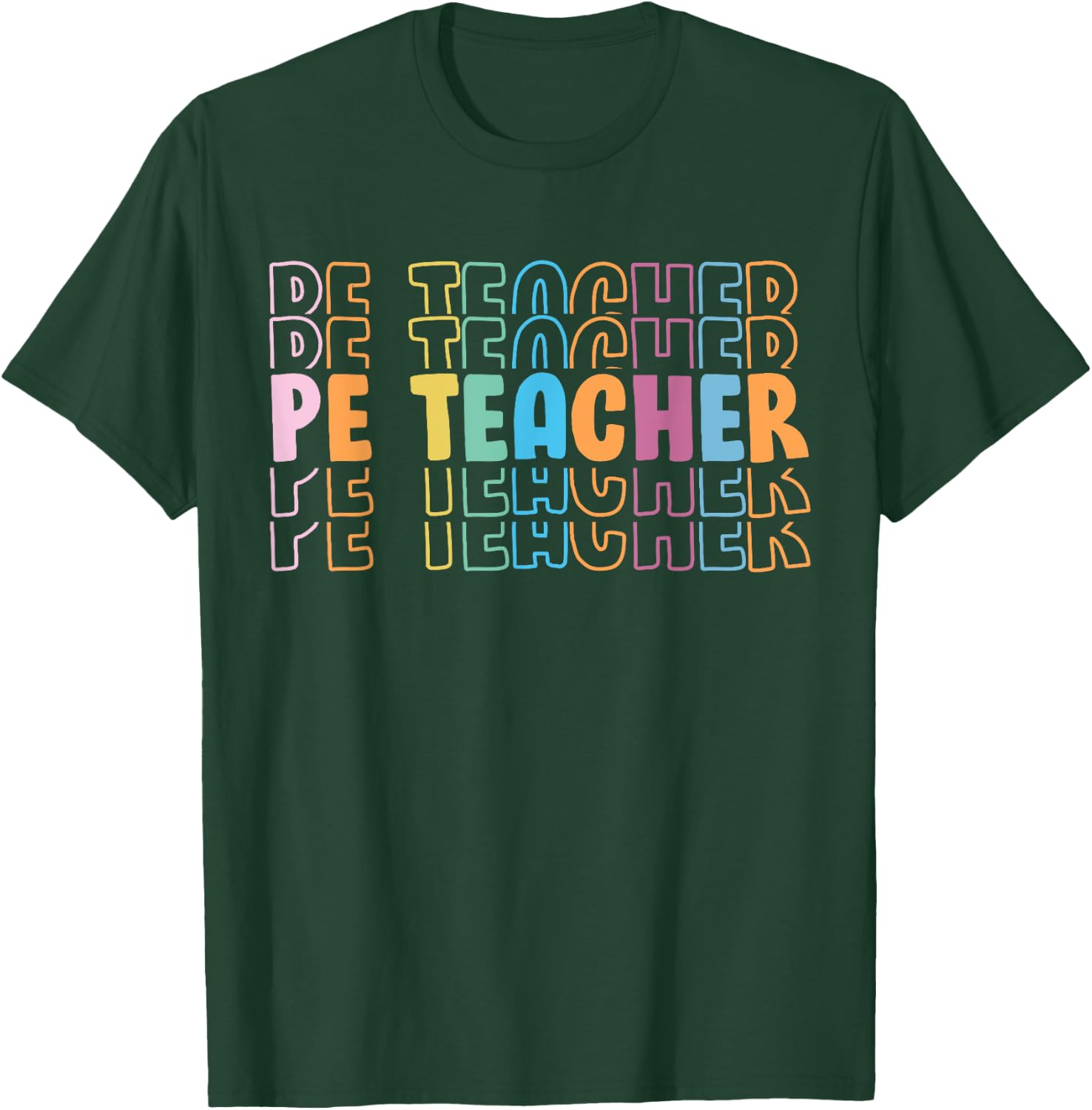 PE Teacher Vintage retro groovy Physical Education Teacher T-Shirt - T-Shirt | Forest