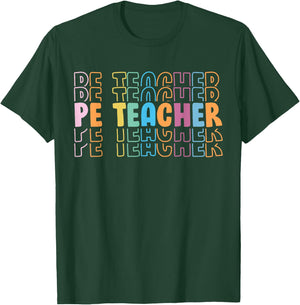 PE Teacher Vintage retro groovy Physical Education Teacher T-Shirt - T-Shirt | Forest