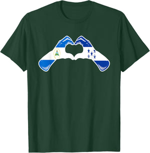 Honduras Nicaragua Flag Honduran Nicaraguan Heart T-Shirt - T-Shirt | Forest