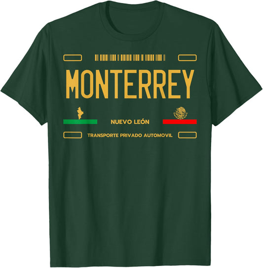 Monterrey License Plate, Monterrey Mexico, Monterrey T-Shirt - T-Shirt | Forest