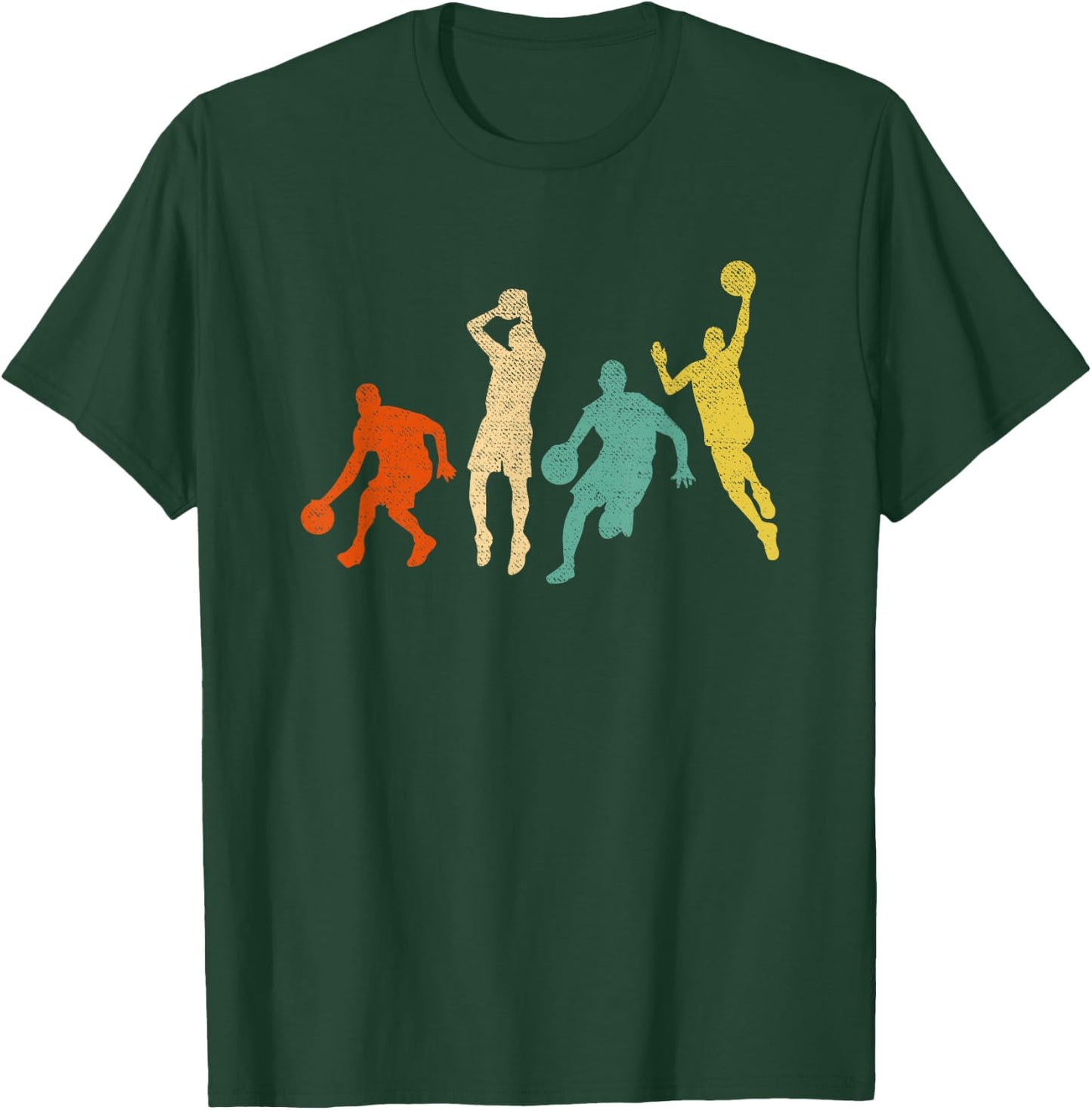 Vintage Basketball Ball Graphic Design Basketball Fan Player T-Shirt - T-Shirt | Forest