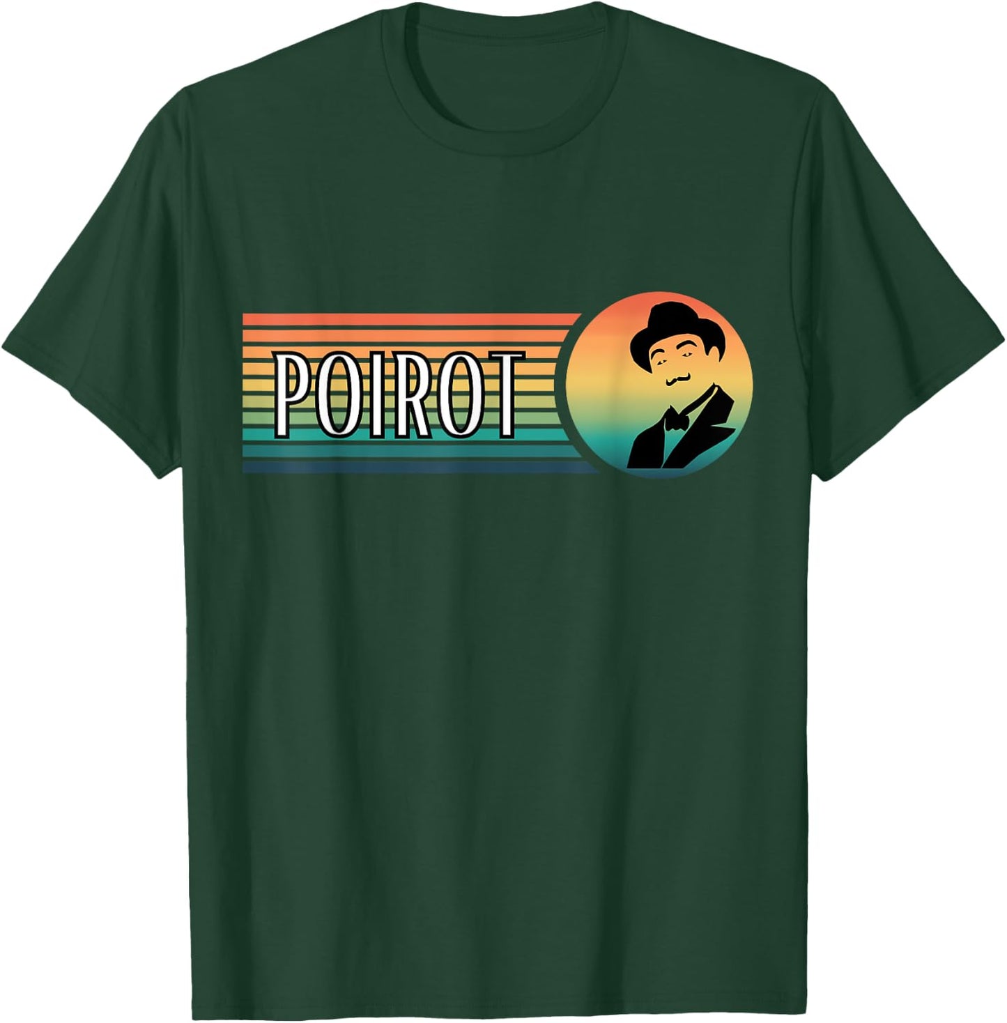 Reading Books Art Poirot Name with Hat Mustache Vintage Black T-Shirt - T-Shirt | Forest