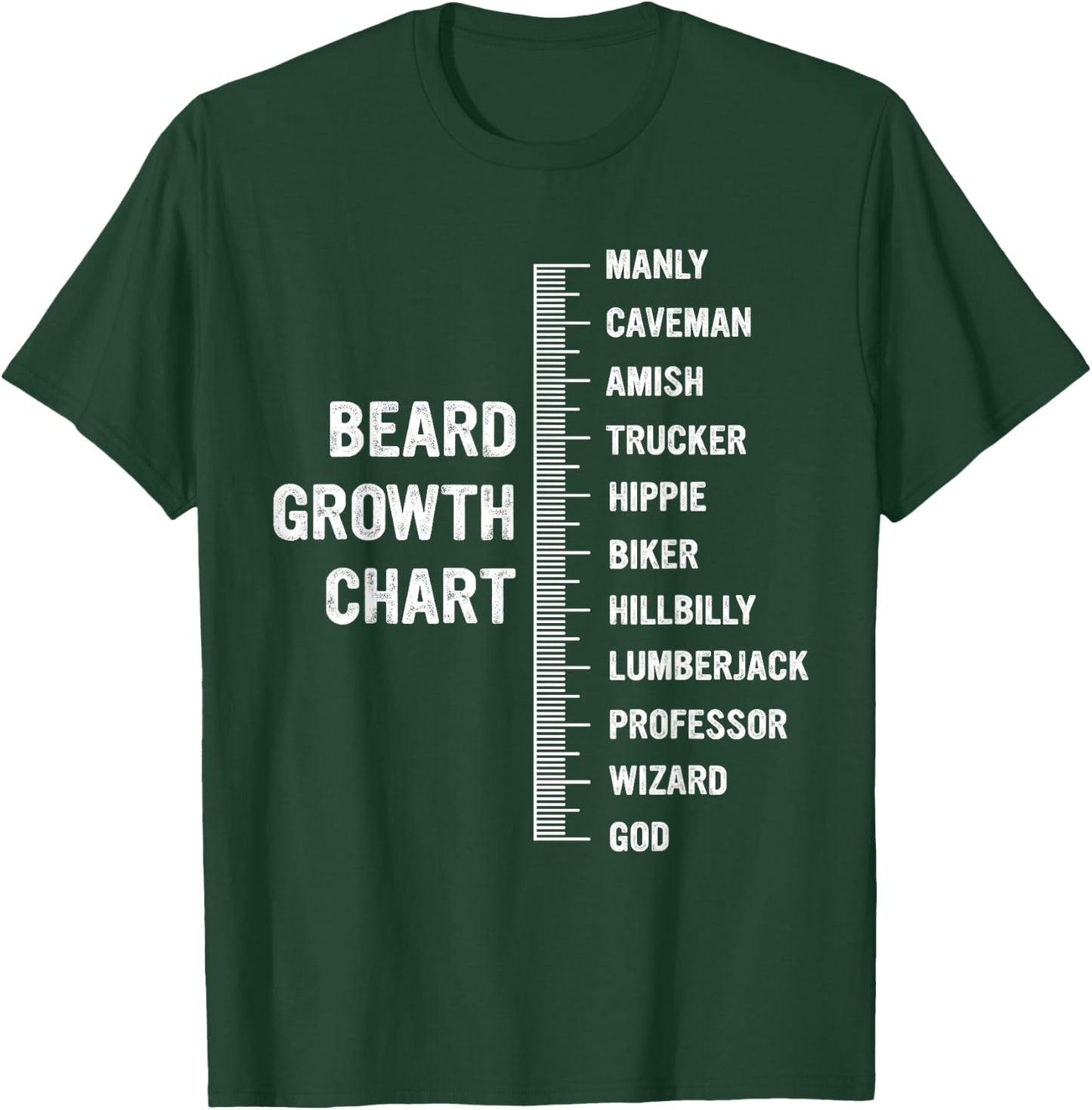 Beard Growth Chart Manly Funny Beard Measurement T-Shirt - T-Shirt | Forest