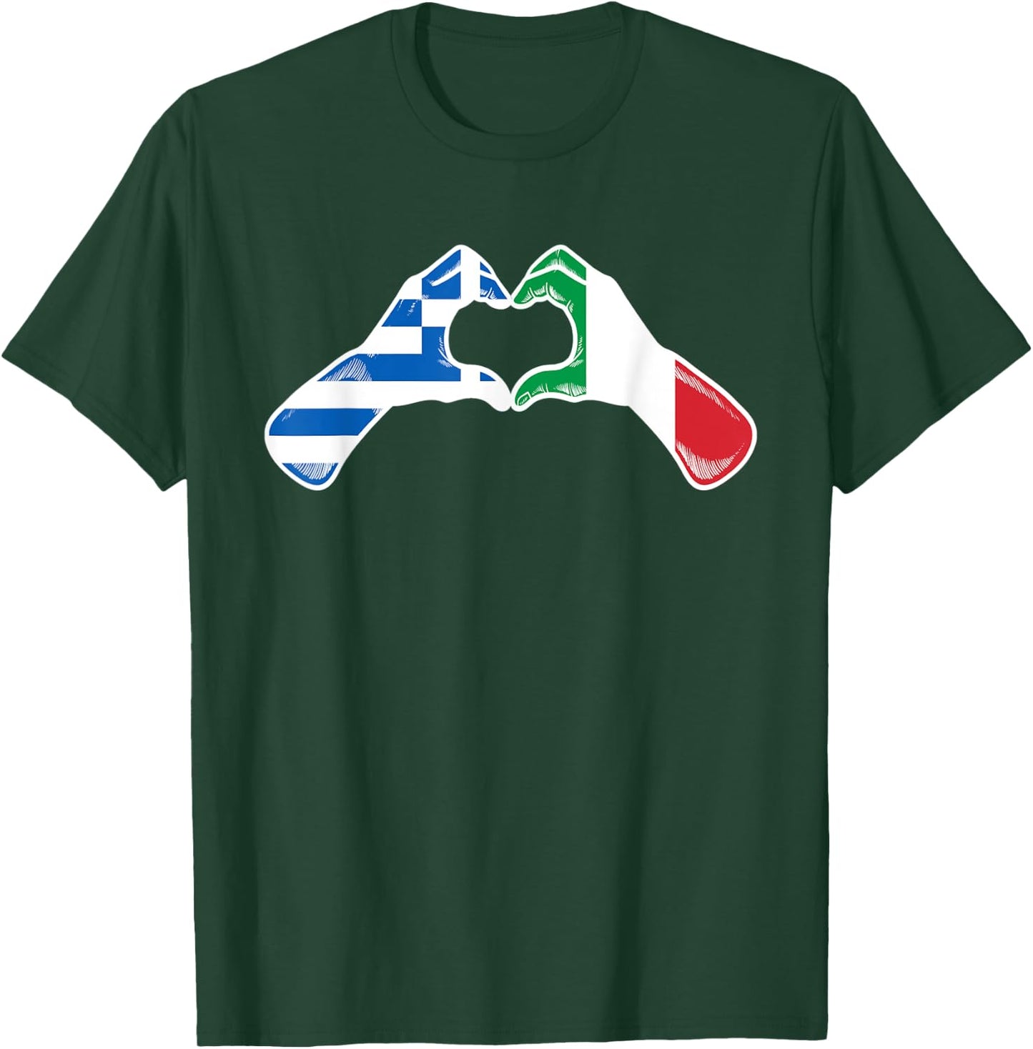 Greece Italian Flag - Greek Italy Heart T-Shirt - T-Shirt | Forest