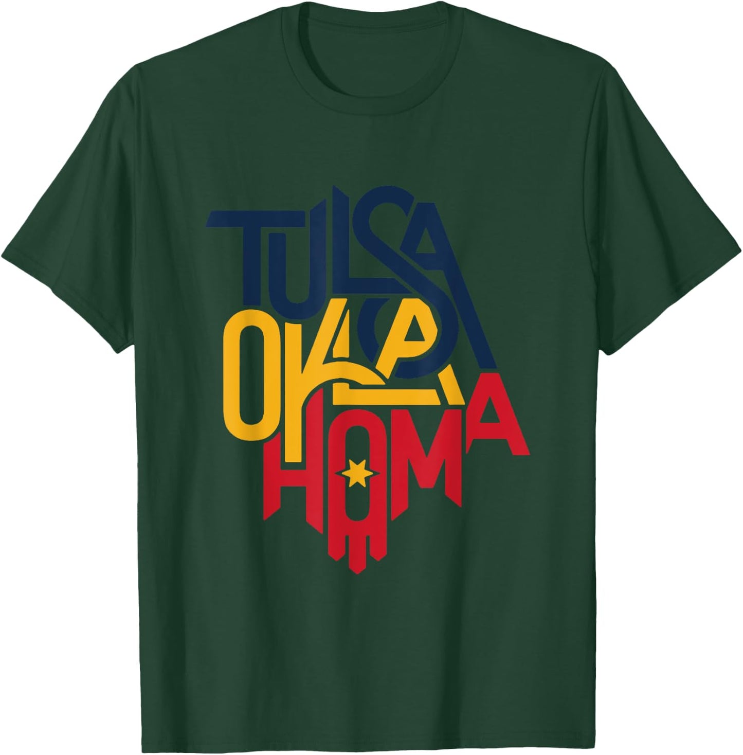 Colorful Tulsa Oklahoma Letters In Tulsa City Map Shape T-Shirt - T-Shirt | Forest