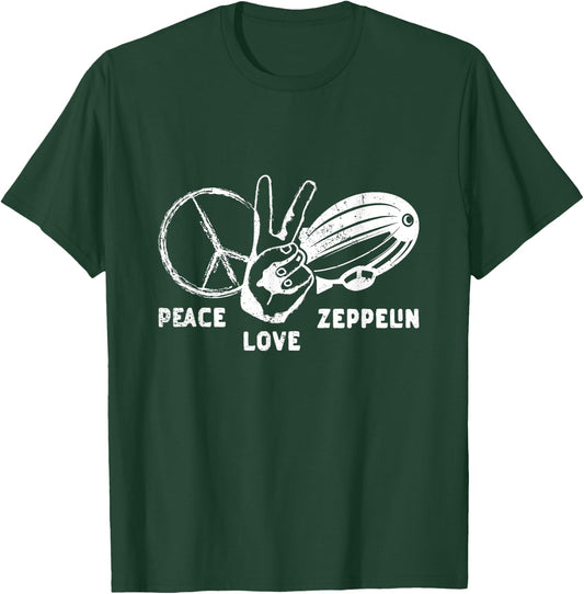 Retro Zeppelin 70s 80s Dirigible Airship Zepelin Zepplin T-Shirt - T-Shirt | Forest