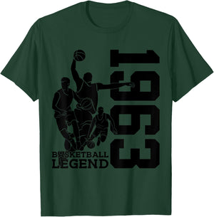 Basketball 62nd Birthday Basketball Legend 1963 T-Shirt - T-Shirt | Forest