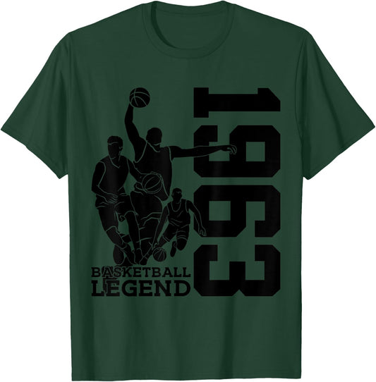 Basketball 62nd Birthday Basketball Legend 1963 T-Shirt - T-Shirt | Forest