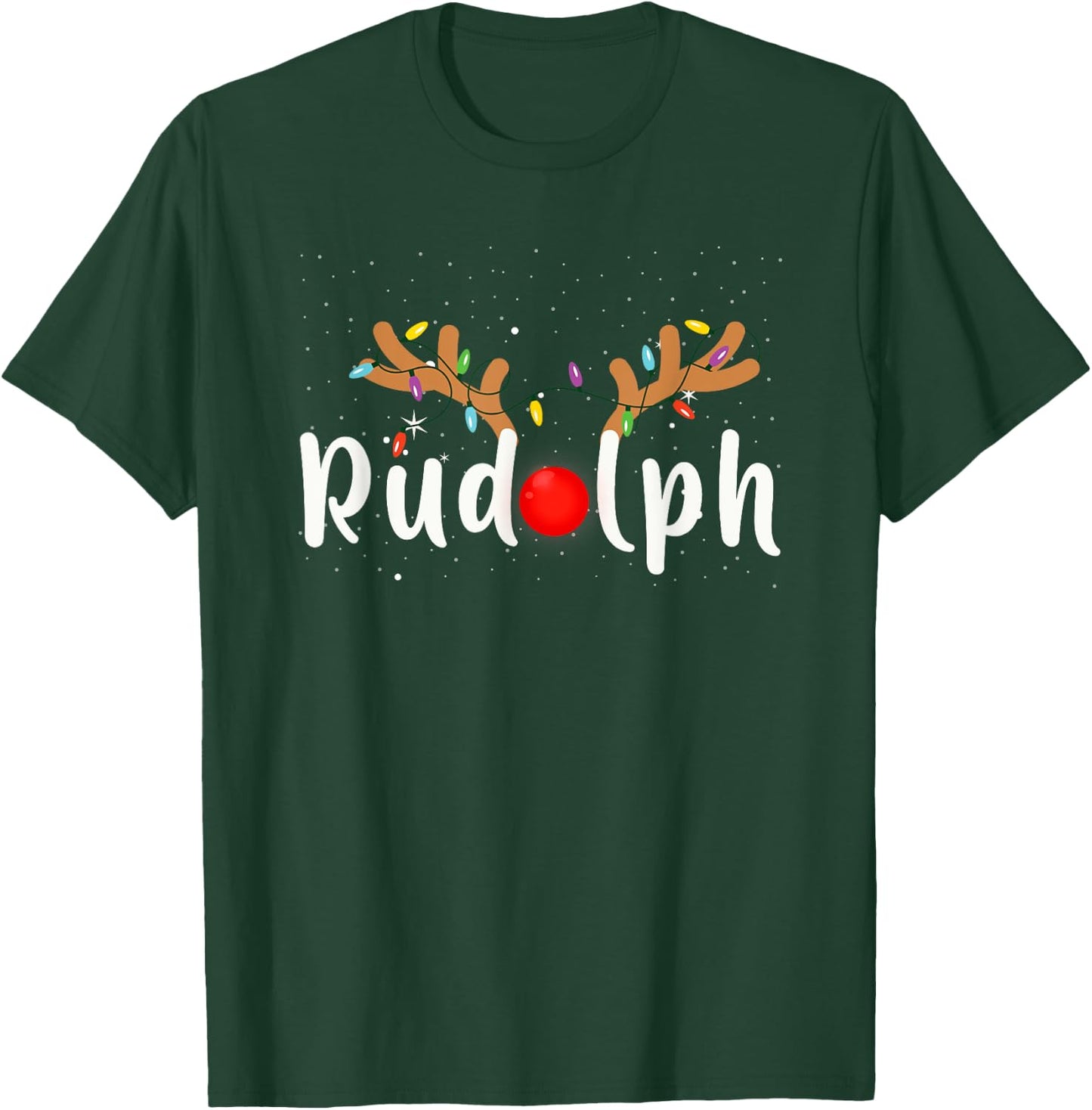 Rudolph Red Nose Funny Kids Reindeer Christmas Lights Pajama T-Shirt - T-Shirt | Forest