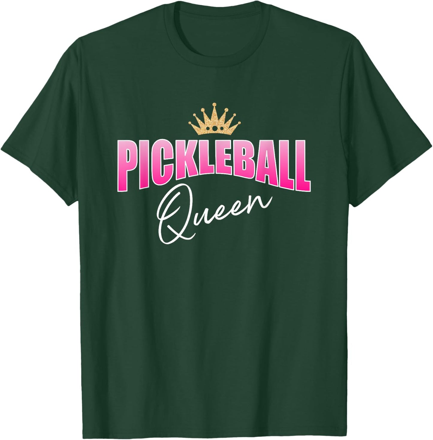 Pickleball Queen Pink White With Gold Crown T-Shirt - T-Shirt | Forest