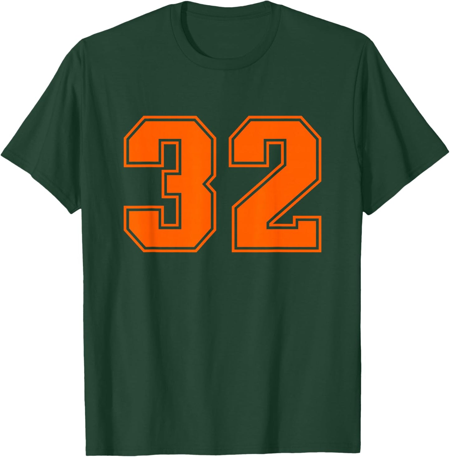 Number #32 Orange Uni Number T-Shirt - T-Shirt | Forest