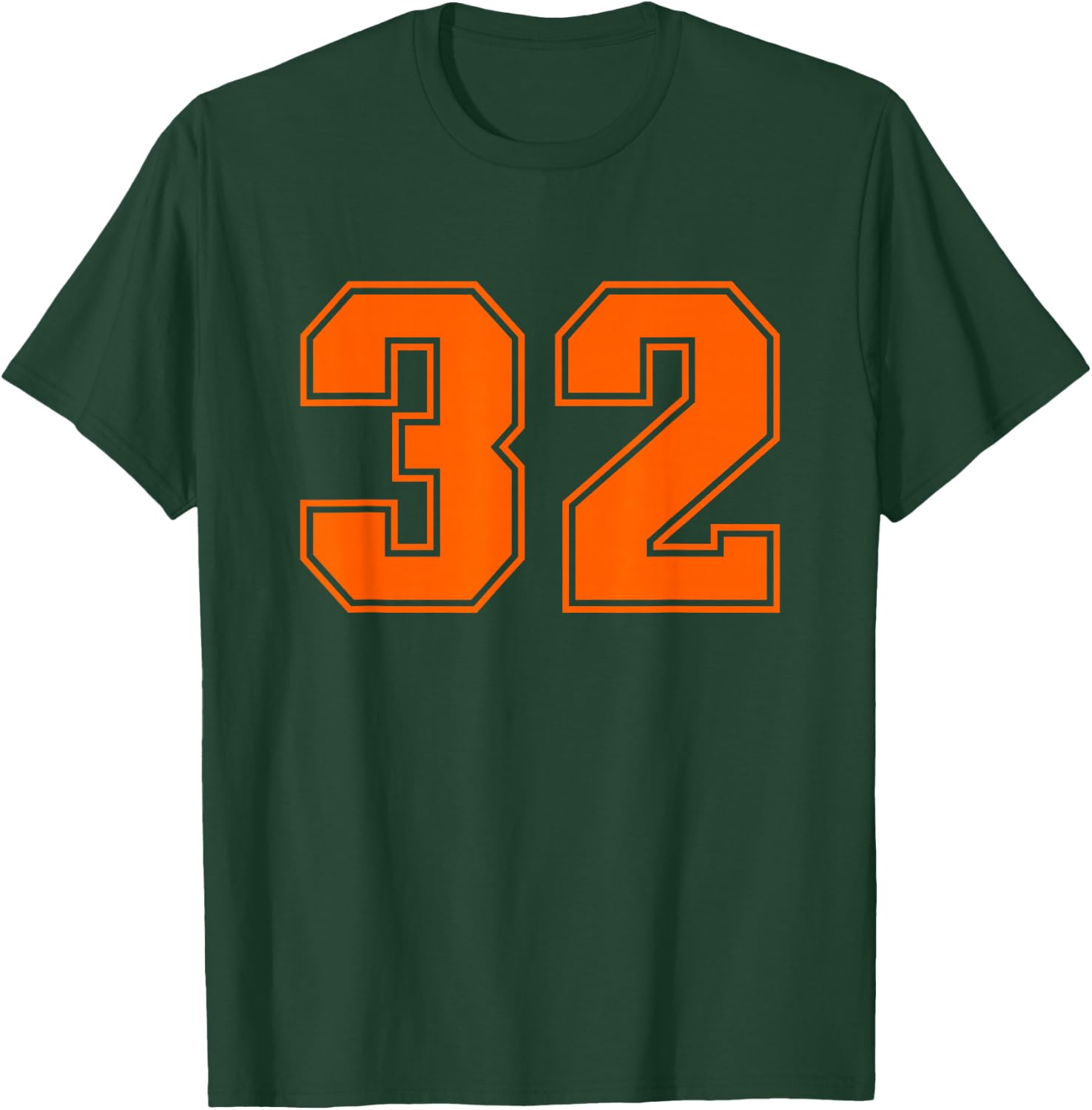 Number #32 Orange Uni Number T-Shirt - T-Shirt | Forest
