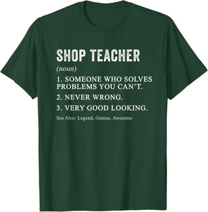 Funny Shop Teacher Definition Wood Shop Teacher Woodworking Women T-Shirt - T-Shirt | Forest