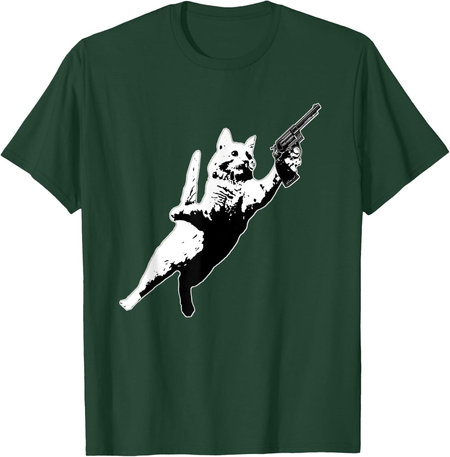 Kitty Cat Gun Jumping Funny Cat Pet Lovers Women T-Shirt - T-Shirt | Forest