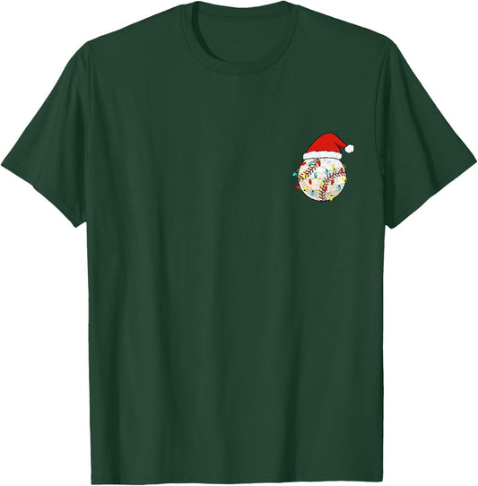Baseball Christmas Pajama Pocket T-Shirt - T-Shirt | Forest