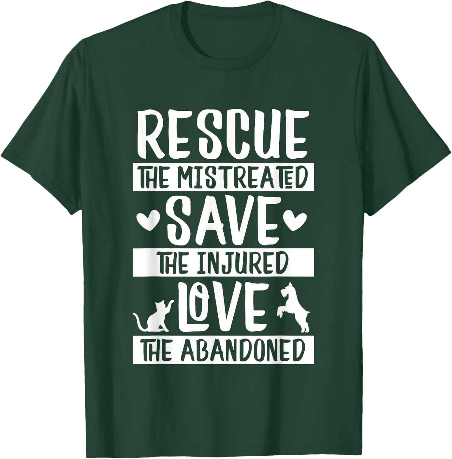 Rescue Save Love Pet Animal Rescue Gifts for Dog & Cat Lover Men Women Kids T-Shirt - T-Shirt | Forest