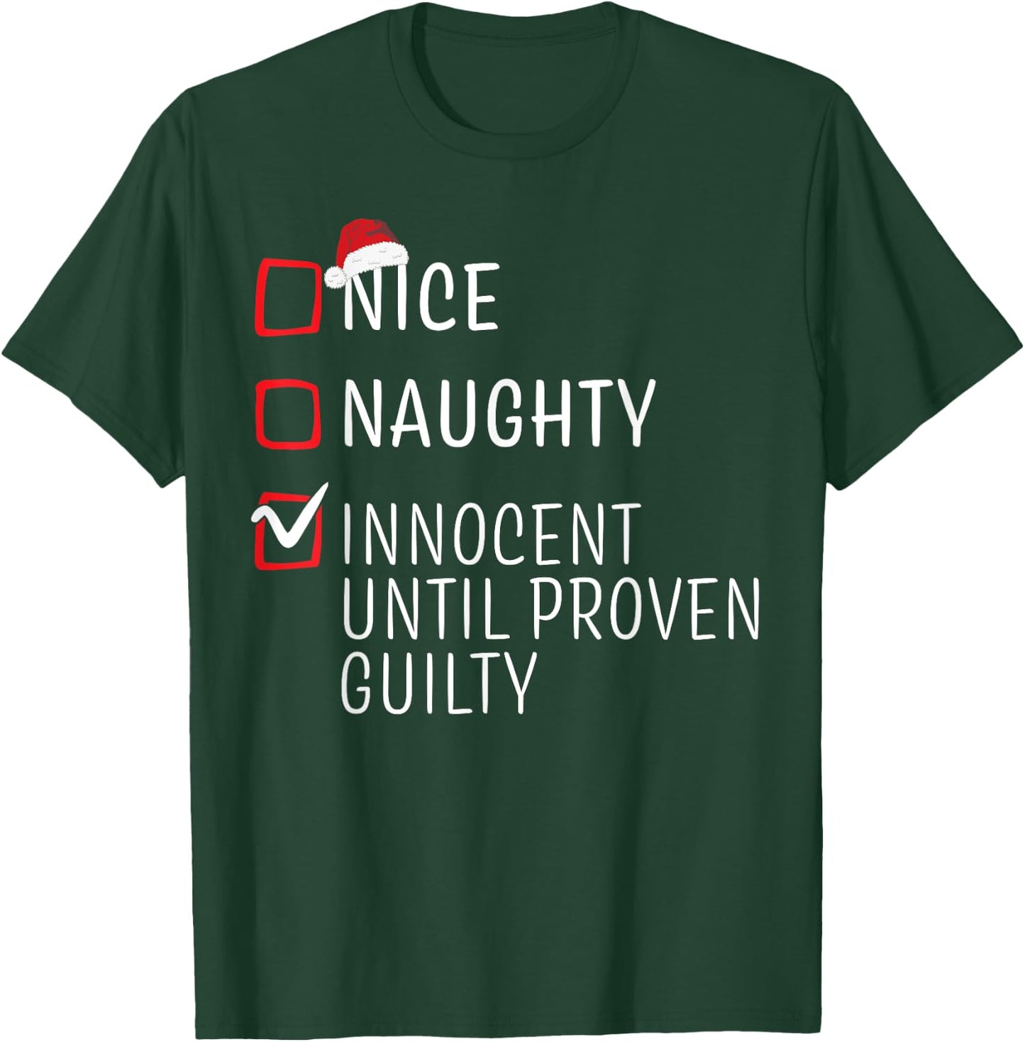 Funny Naughty Nice Christmas Family Pajama Men Women Kids T-Shirt - T-Shirt | Forest