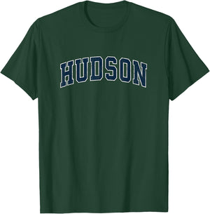Hudson Massachusetts MA Vintage Sports Design Navy Design T-Shirt - T-Shirt | Forest