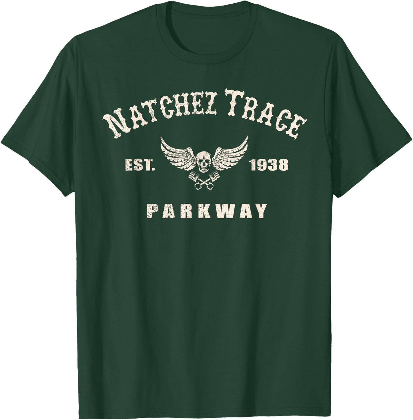 Natchez Trace Parkway Motorcycle Biker Ride Trail Distressed T-Shirt - T-Shirt | Forest