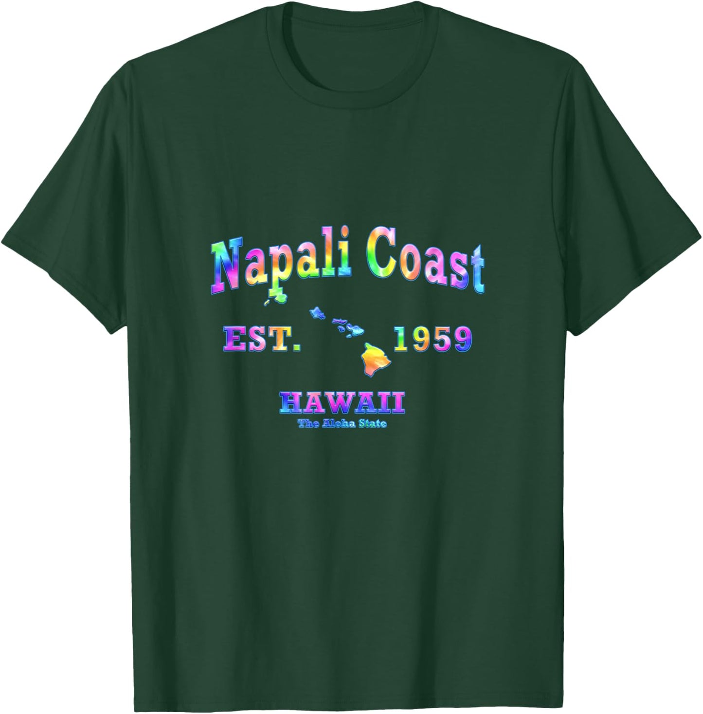 Napali Coast Hawaii HI Athletic Sports Design T-Shirt - T-Shirt | Forest