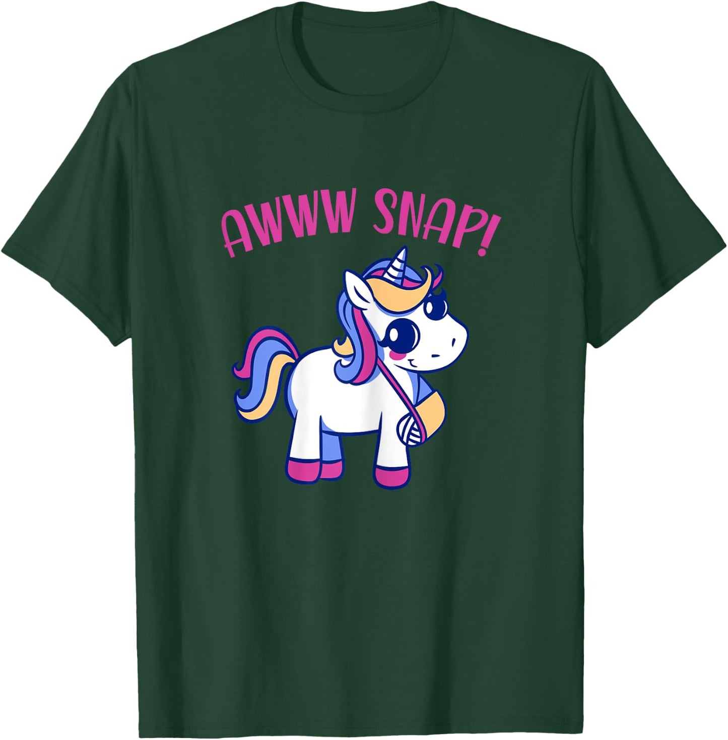 Unicorn Broken Arm Awww Snap for Girls T-Shirt - T-Shirt | Forest