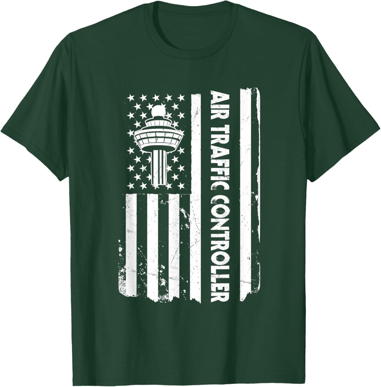 USA Flag Air Traffic Control Outfit Aviation America Kids Men T-Shirt - T-Shirt | Forest