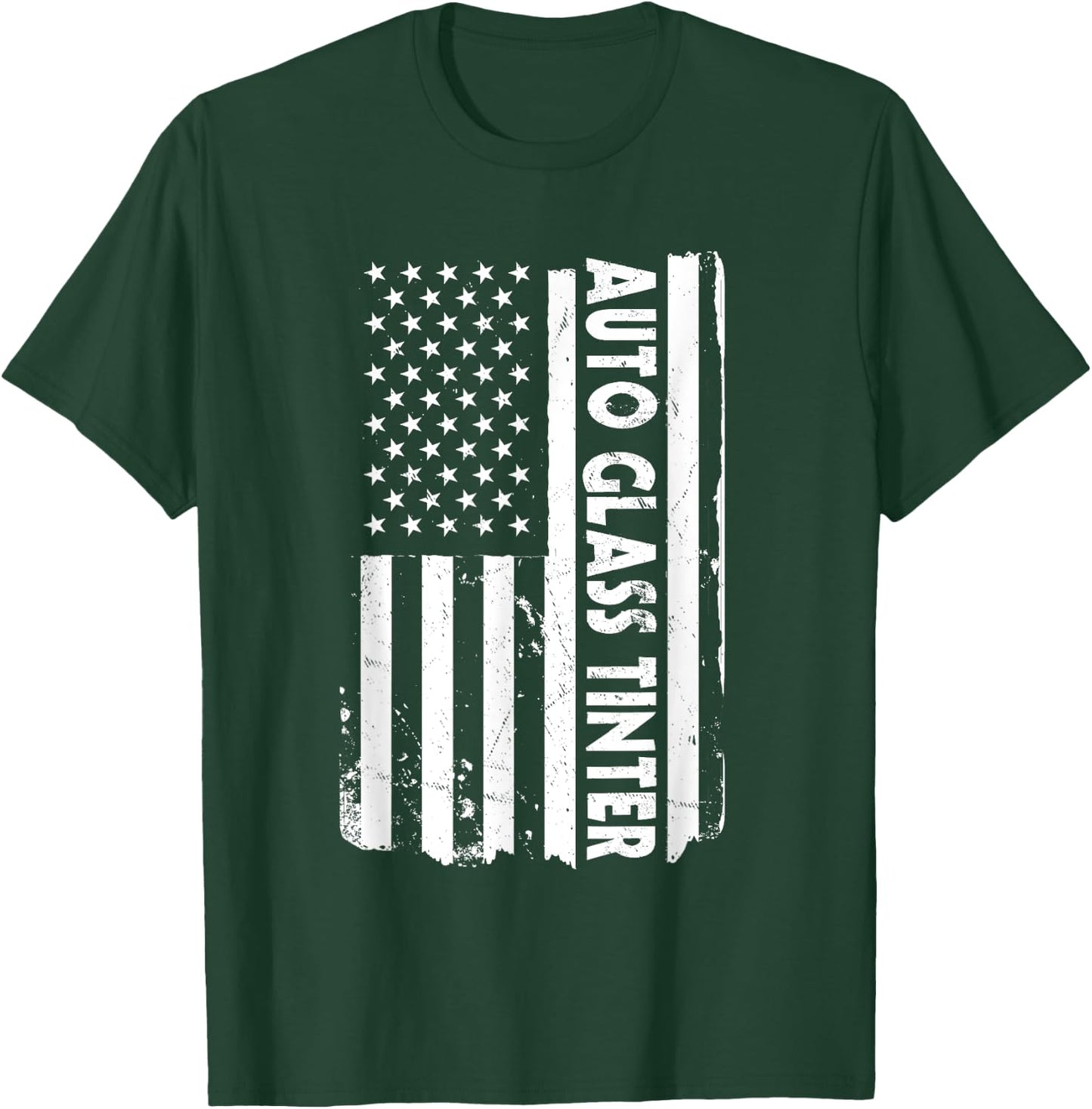USA Flag Auto Glass Tinter Outfit Tinted Window America T-Shirt - T-Shirt | Forest
