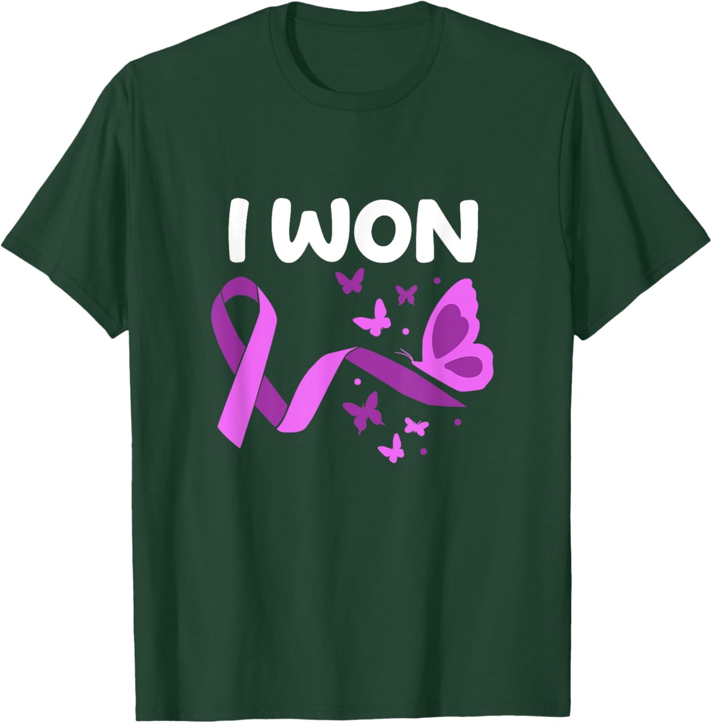 I Won! Pancreatic Cancer survivor. Butterflies version T-Shirt - T-Shirt | Forest